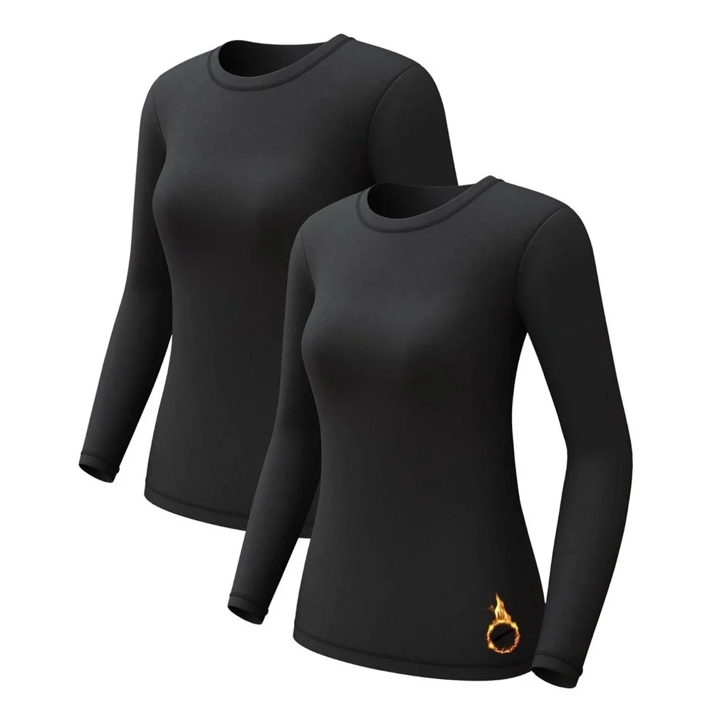 CL Convallaria 2-Pack Black Thermal Fleece Lined Top Shirt Sz XS NWT Underwear F - Picture 3 of 13